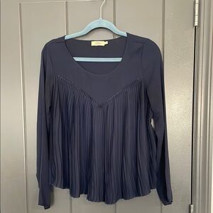 ✨LAST ACT!!! Elodie Navy Pleated Blouse